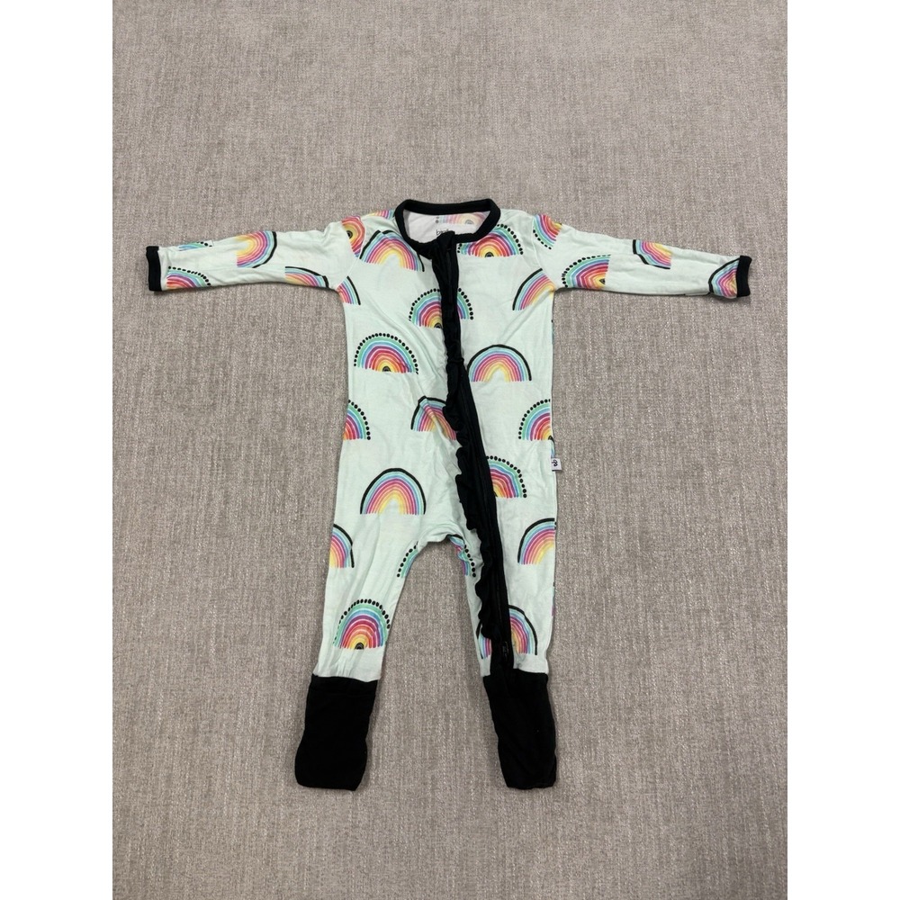 Birdie Bean Mila Ruffle Rainbow Pajama Bamboo Zippy Size 0-3 Months